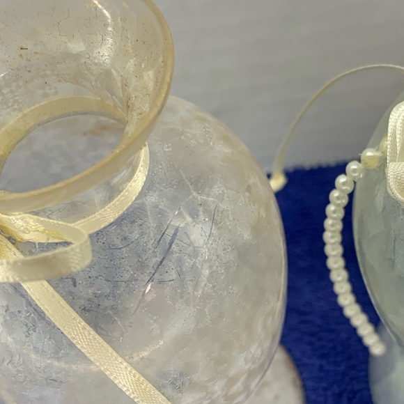 Pair 2 Glass Perfume Bottle  Decanter w/ Glass Stoppers - 5 1/2” Tall - Picture 6 of 12